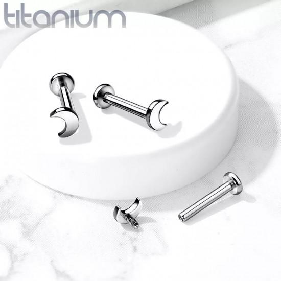 Titanium Labret Earring with Crescent Moon PiercedFish TIL12 for Helix Tragus Lip Piercing (1 pc)