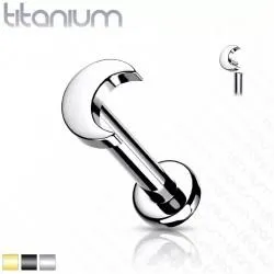 Titanium Labret Earring with Crescent Moon PiercedFish TIL12 for Helix Tragus Lip Piercing (1 pc)