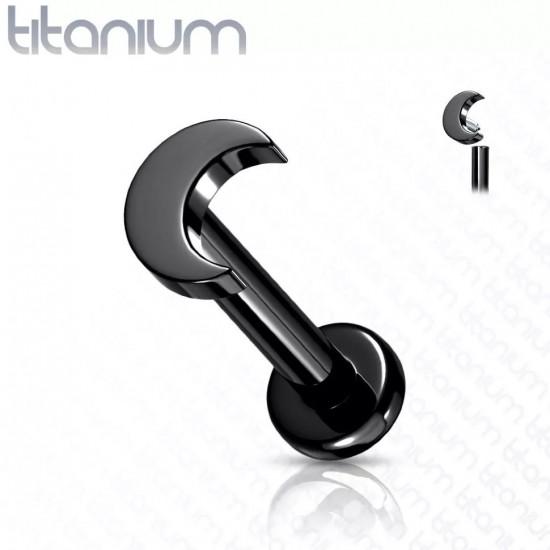 Titanium Labret Earring with Crescent Moon PiercedFish TIL12 for Helix Tragus Lip Piercing (1 pc)
