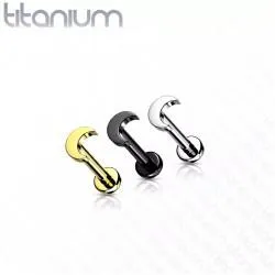 Titanium Labret Earring with Crescent Moon PiercedFish TIL12 for Helix Tragus Lip Piercing (1 pc)