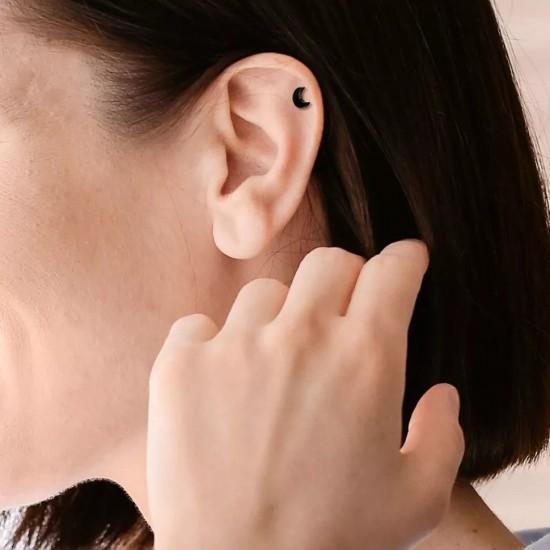 Titanium Labret Earring with Crescent Moon PiercedFish TIL12 for Helix Tragus Lip Piercing (1 pc)