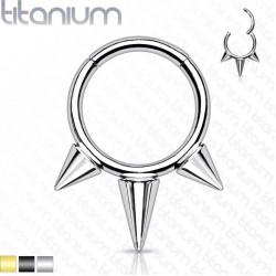 Clicker ring made of titanium with spikes PiercedFish RHT57 earring for piercing septum, ear, eyebrow, lips (diameter from 8 mm to 10 mm)