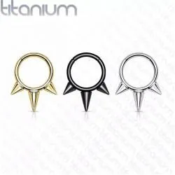 Clicker ring made of titanium with spikes PiercedFish RHT57 earring for piercing septum, ear, eyebrow, lips (diameter from 8 mm to 10 mm) (1 pc)