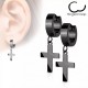 Spikes SE2079 steel hoop earrings with crosses (pair)