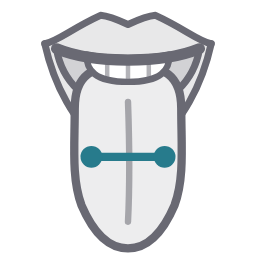Diagram: Horizontal tongue piercing